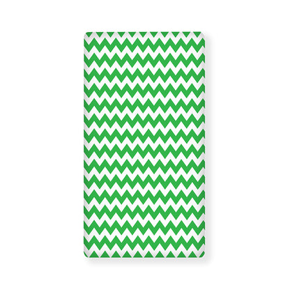 Green And White Chevron Pattern Print Baby Crib Sheet