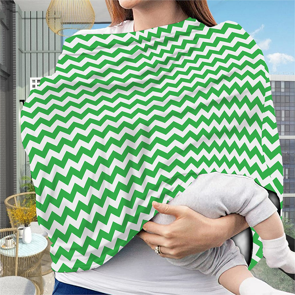 Green And White Chevron Pattern Print Baby Seat Cover