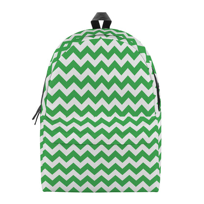 Green And White Chevron Pattern Print Backpack