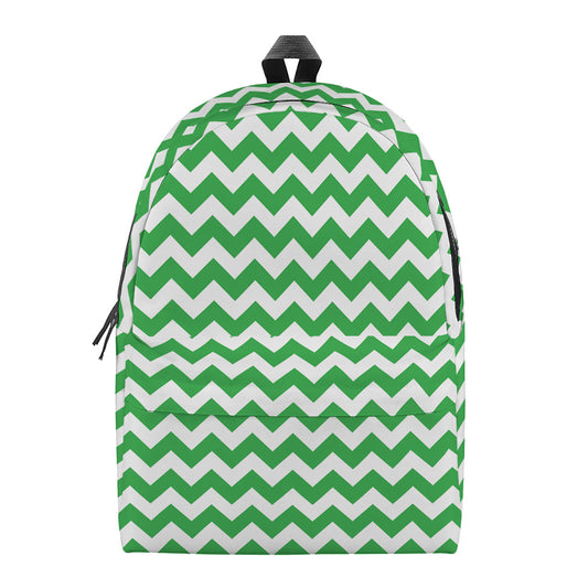 Green And White Chevron Pattern Print Backpack