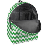 Green And White Chevron Pattern Print Backpack