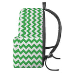 Green And White Chevron Pattern Print Backpack