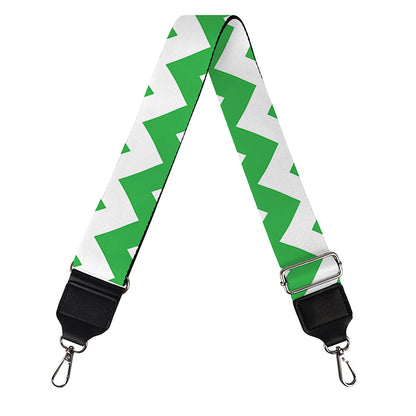 Green And White Chevron Pattern Print Bag Strap
