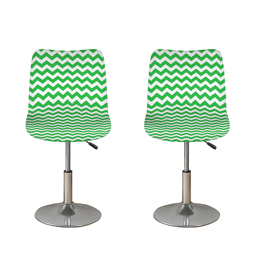 Green And White Chevron Pattern Print Bar Stool Covers