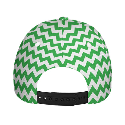 Green And White Chevron Pattern Print Baseball Cap