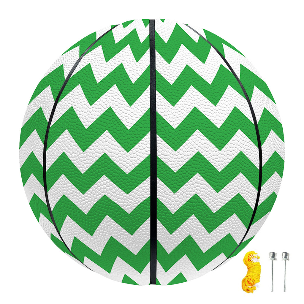 Green And White Chevron Pattern Print Basketball