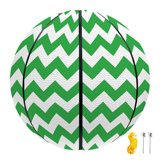 Green And White Chevron Pattern Print Basketball
