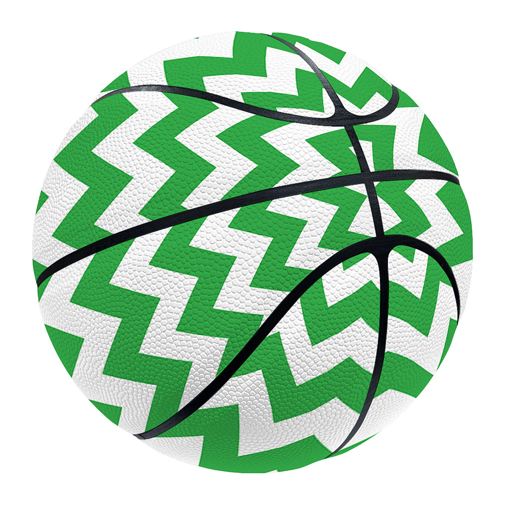 Green And White Chevron Pattern Print Basketball