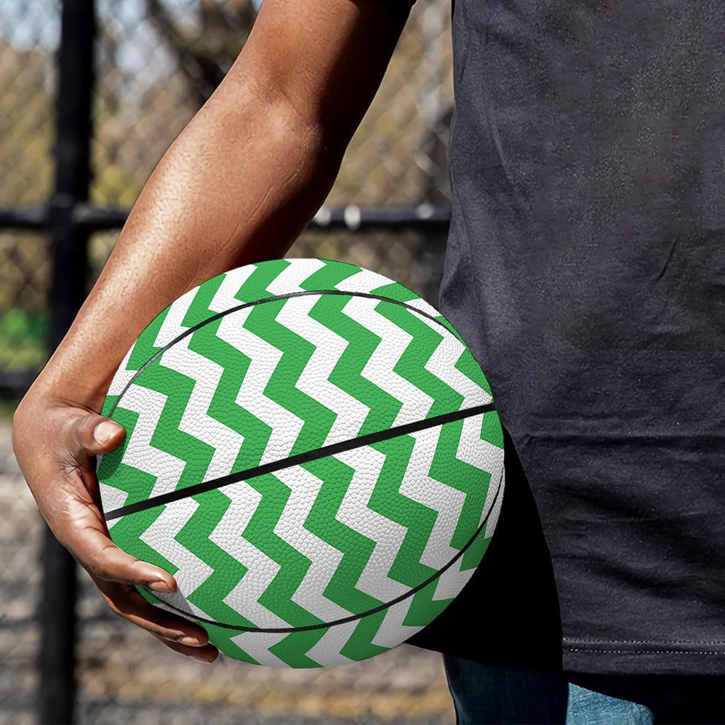 Green And White Chevron Pattern Print Basketball