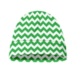 Green And White Chevron Pattern Print Beanie