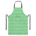 Green And White Chevron Pattern Print Bib Apron With Pocket
