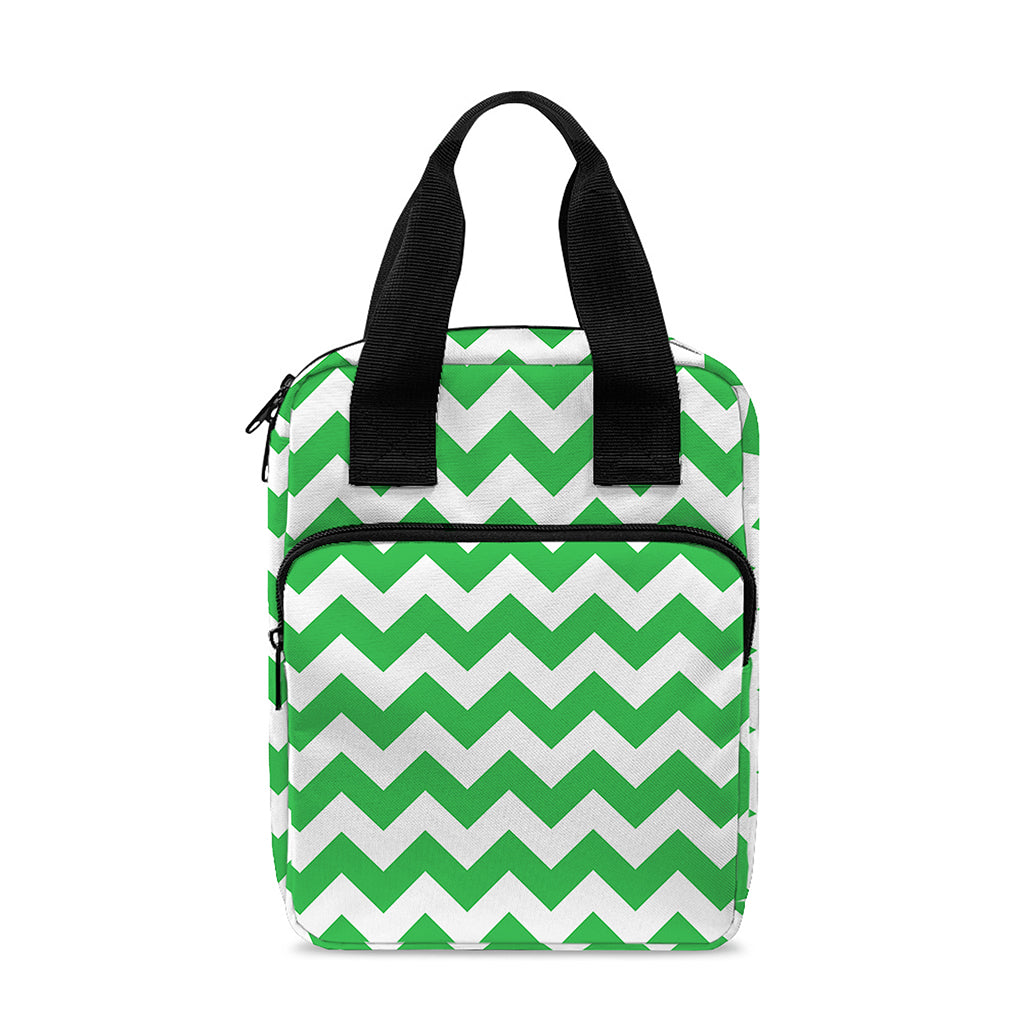 Green And White Chevron Pattern Print Bible Tote Bag