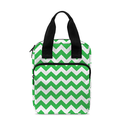 Green And White Chevron Pattern Print Bible Tote Bag