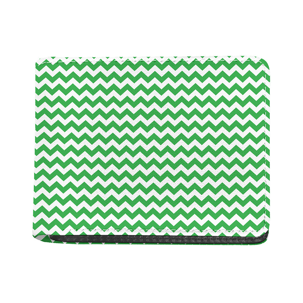 Green And White Chevron Pattern Print Bifold Wallet