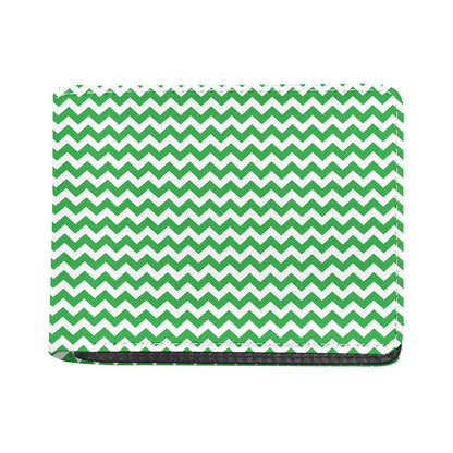 Green And White Chevron Pattern Print Bifold Wallet