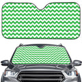 Green And White Chevron Pattern Print Car Windshield Sun Shade