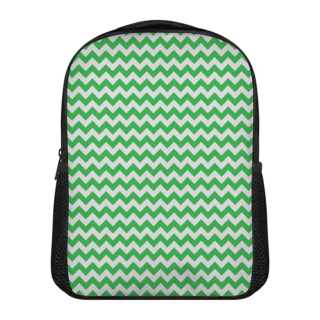 Green And White Chevron Pattern Print Casual Backpack