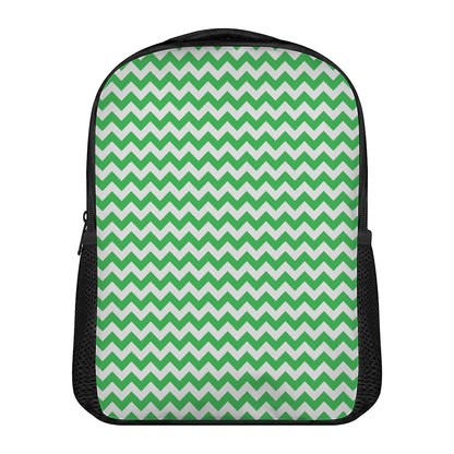 Green And White Chevron Pattern Print Casual Backpack
