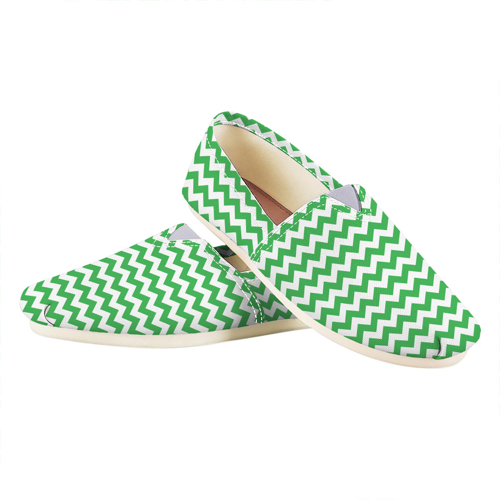 Green And White Chevron Pattern Print Casual Shoes