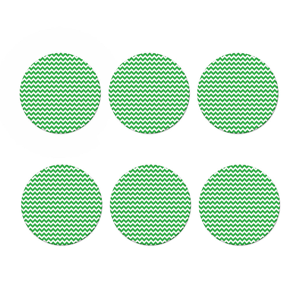 Green And White Chevron Pattern Print Coaster Set