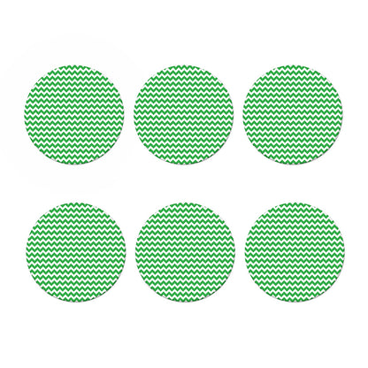 Green And White Chevron Pattern Print Coaster Set