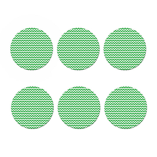Green And White Chevron Pattern Print Coaster Set