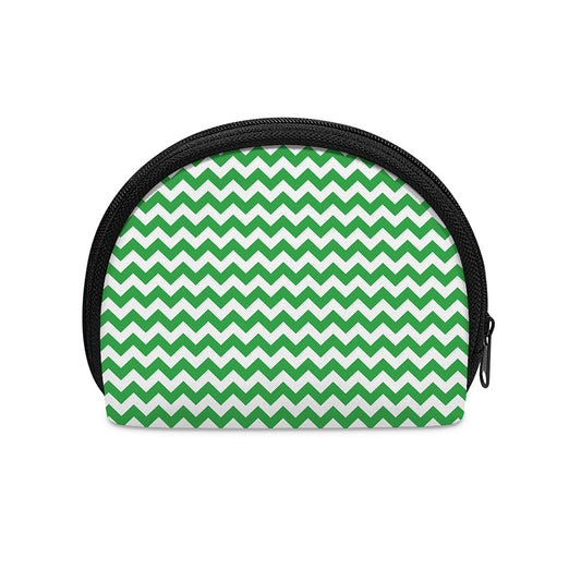 Green And White Chevron Pattern Print Coin Purse