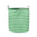 Green And White Chevron Pattern Print Collapsible Laundry Basket