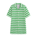 Green And White Chevron Pattern Print Cotton Hawaiian Shirt