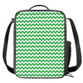 Green And White Chevron Pattern Print Crossbody Lunch Bag