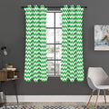 Green And White Chevron Pattern Print Grommet Curtain Panels