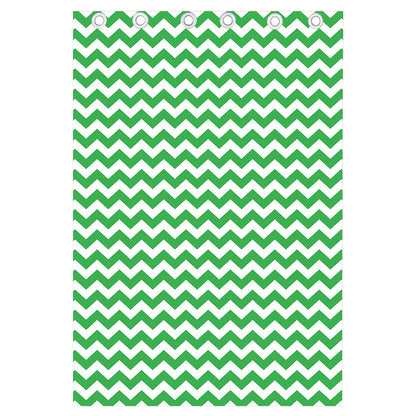 Green And White Chevron Pattern Print Curtain
