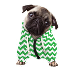 Green And White Chevron Pattern Print Dog Zip Up Hoodie