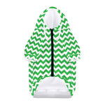 Green And White Chevron Pattern Print Dog Zip Up Hoodie
