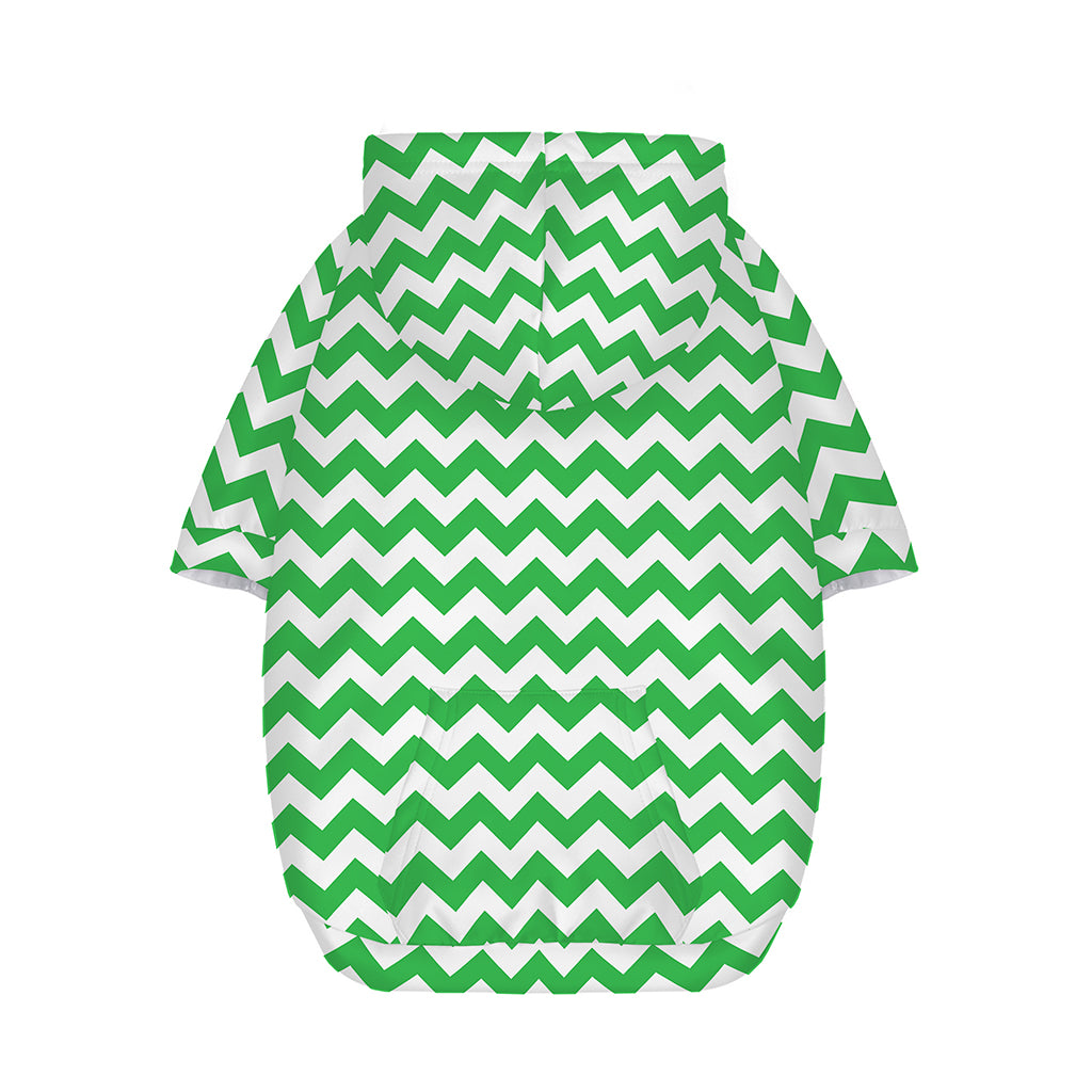 Green And White Chevron Pattern Print Dog Zip Up Hoodie