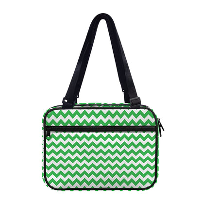 Green And White Chevron Pattern Print Double Strap Bible Bag