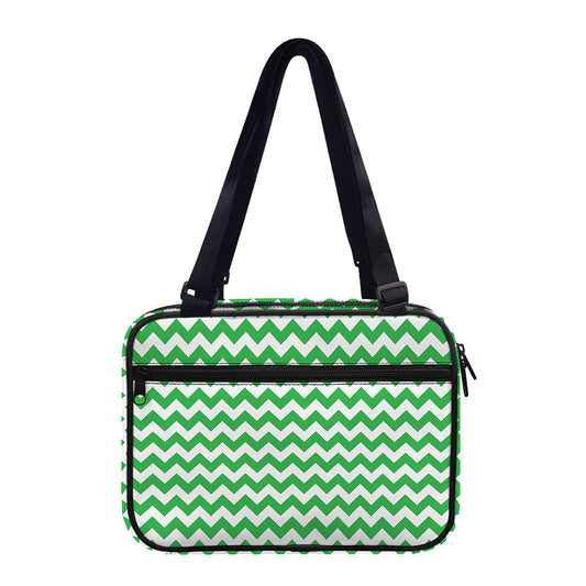 Green And White Chevron Pattern Print Double Strap Bible Bag