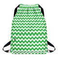 Green And White Chevron Pattern Print Drawstring Backpack