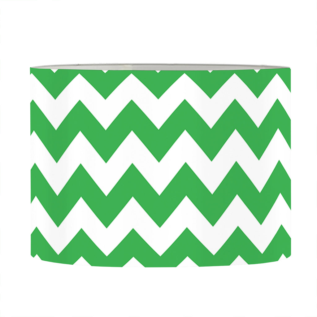 Green And White Chevron Pattern Print Drum Lamp Shade