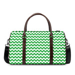 Green And White Chevron Pattern Print Duffle Bag