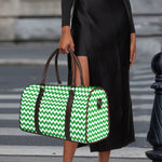 Green And White Chevron Pattern Print Duffle Bag
