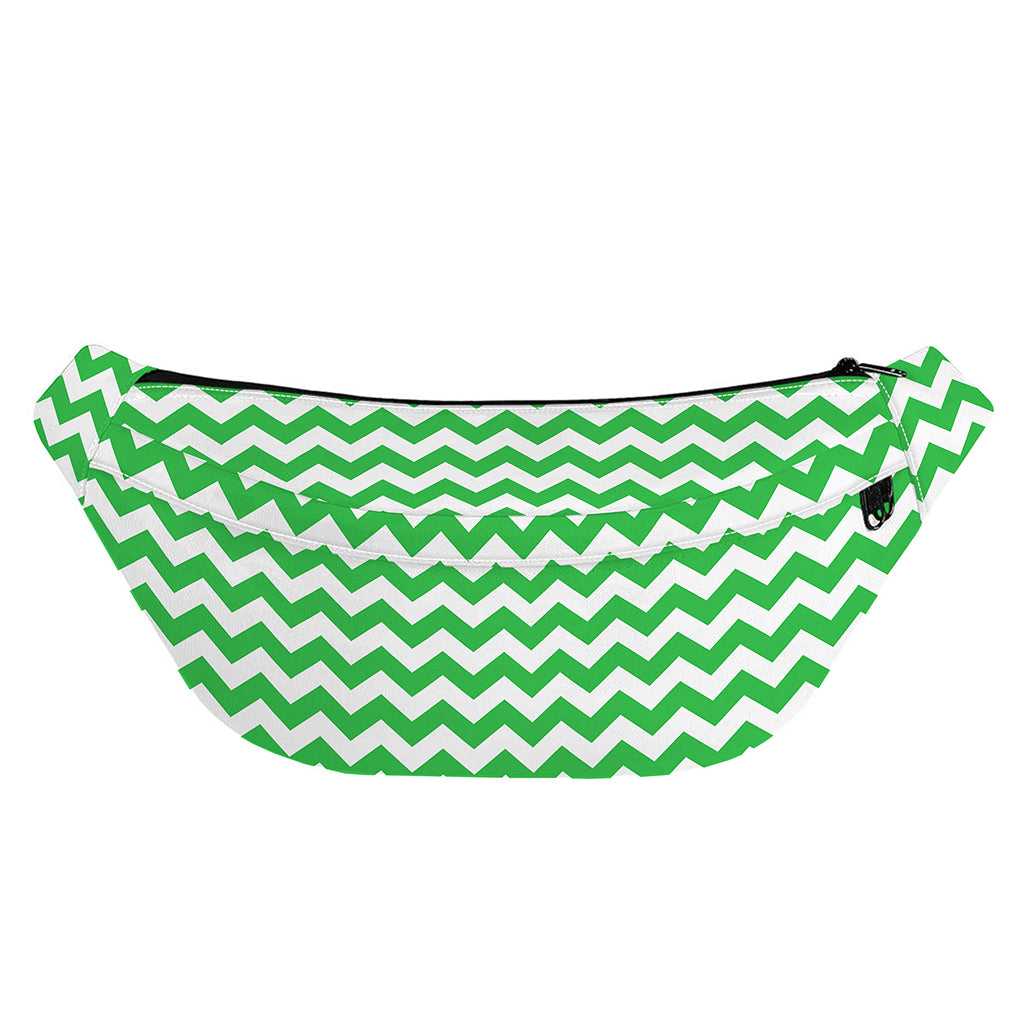 Green And White Chevron Pattern Print Fanny Pack