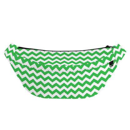 Green And White Chevron Pattern Print Fanny Pack