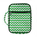 Green And White Chevron Pattern Print Front Pocket Bible Bag