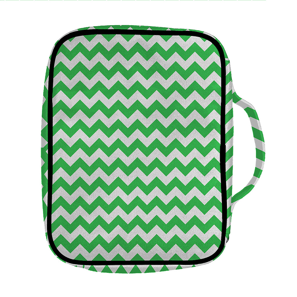 Green And White Chevron Pattern Print Front Pocket Bible Bag
