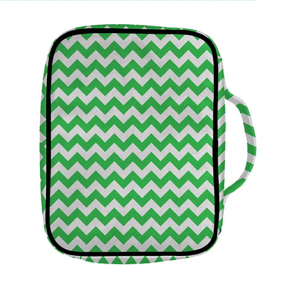 Green And White Chevron Pattern Print Front Pocket Bible Bag