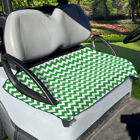 Green And White Chevron Pattern Print Golf Cart Seat Cover