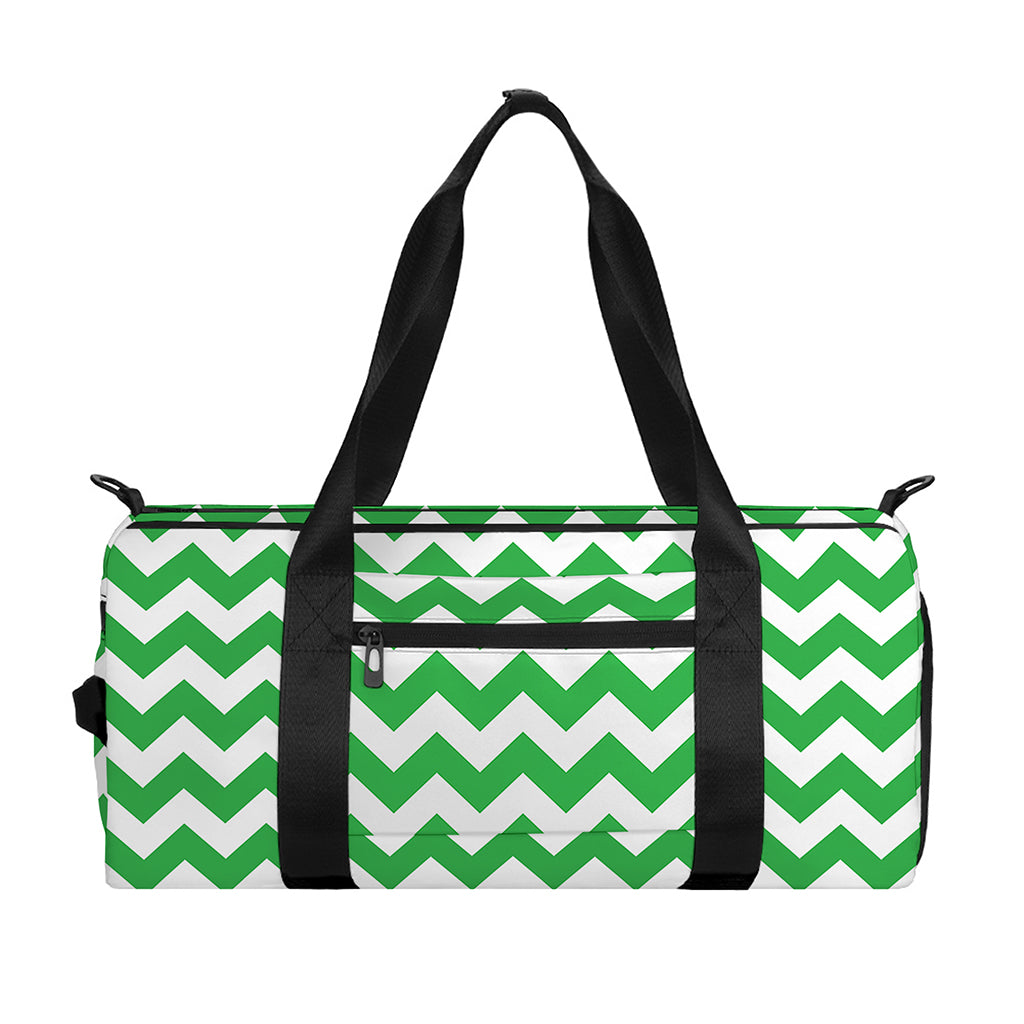 Green And White Chevron Pattern Print Gym Bag