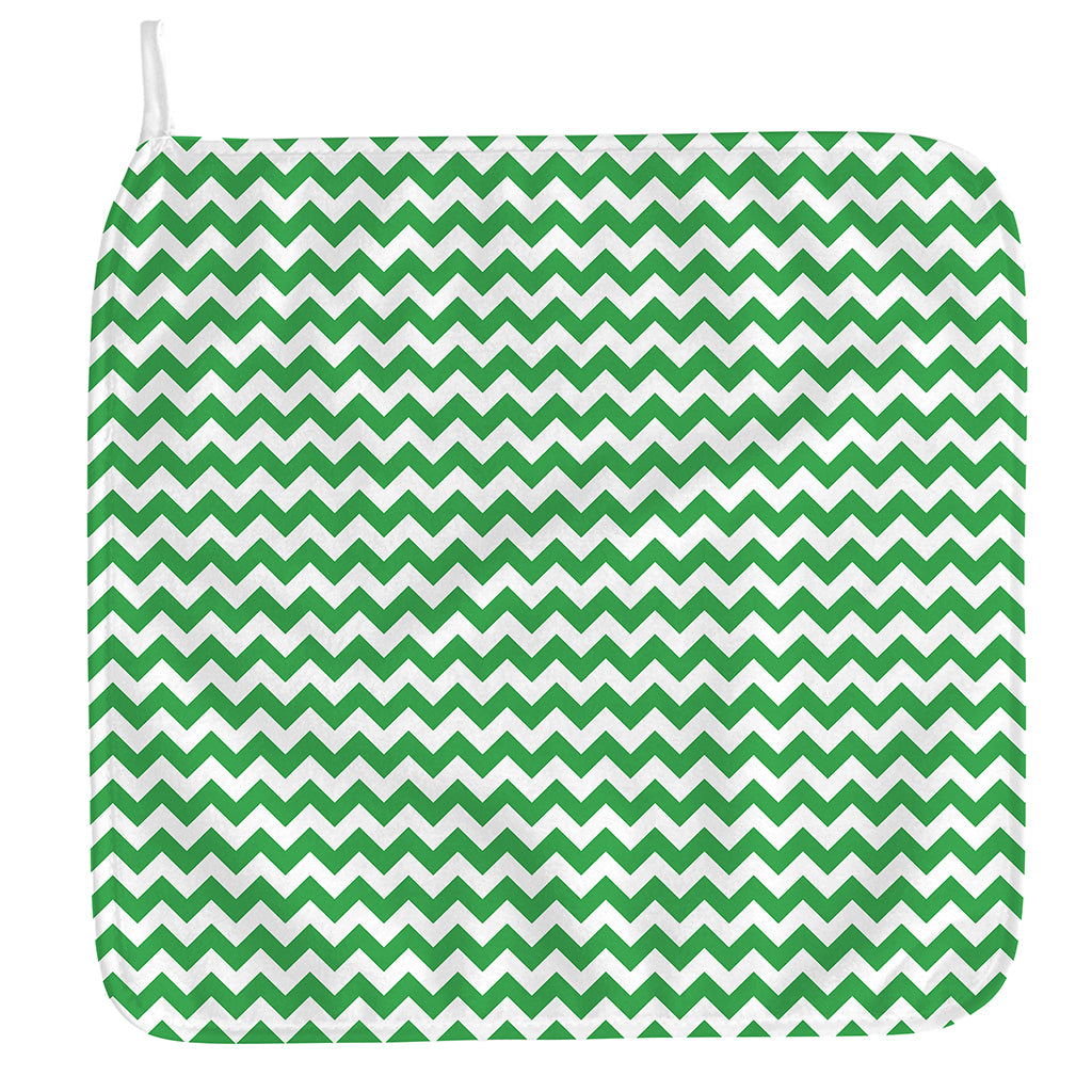 Green And White Chevron Pattern Print Hand Towel