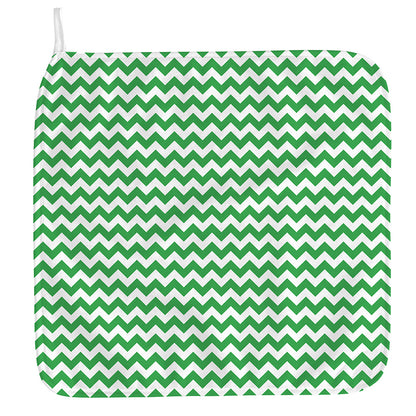 Green And White Chevron Pattern Print Hand Towel